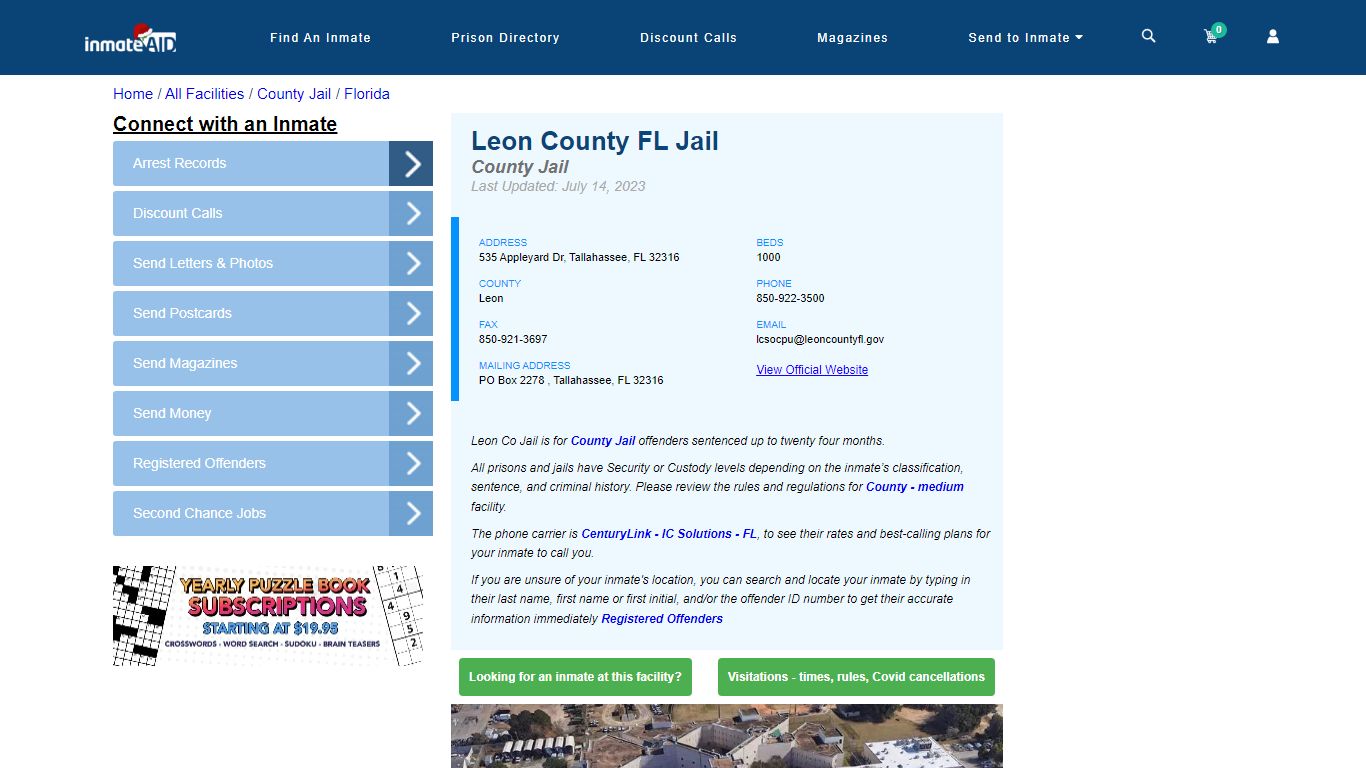 Leon County FL Jail - Inmate Locator - Tallahassee, FL