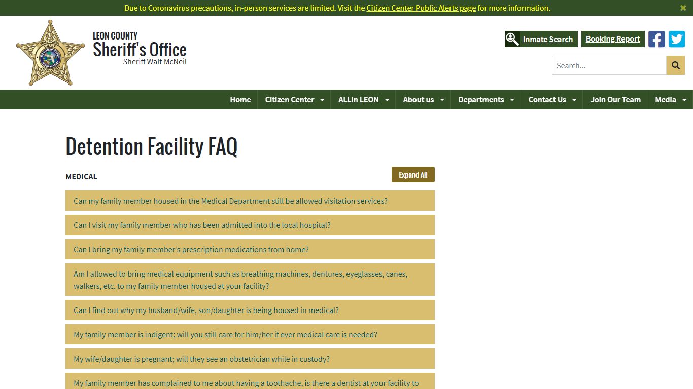 Detention Facility FAQ - Leon County Sheriff's Office